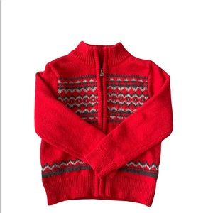 OskKosh Full Zip Red/Grey Sweater, 3T